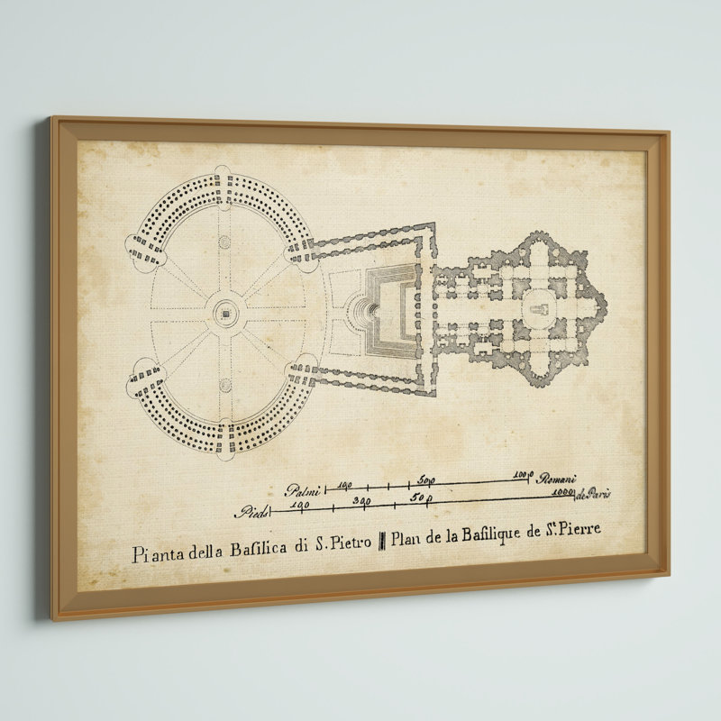 «Plan for St Peter's Basilica», impression sur toile encadrée, Doré, H 30,5 po x l 42,5 po x P 1,5 po