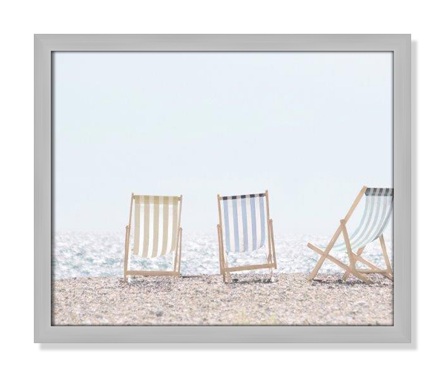 Adriatica "Beach Chairs" Print by Leah Straatsma, Matte Silver, 16" H x 19" W x 1.25" D