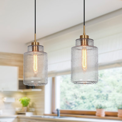  Luminaire suspendu pour îlot de cuisine moderne 1 lumière avec verre ensemencé 1 lumière