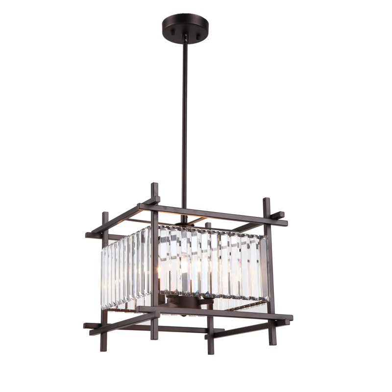 Lustre rectangulaire / carré unique à 4 lumières Carreras