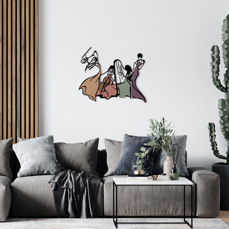 Stylish Decorative Metal Wall Accessory, Black Finish, 20.3 x 16.7 inches | Durable Metal (Thickness: 0.05 inches), Elegant Wood (Thickness: 0.12 inches) | Perfect for Home Decor & Modern Interiors