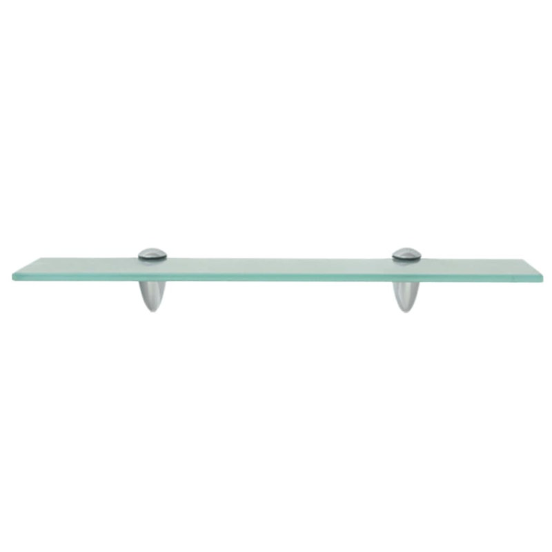 Tablette murale flottante avec supports à pince en verre trempé, Transparent, H 0,3 po x l 3,9 po x L 19,6 po