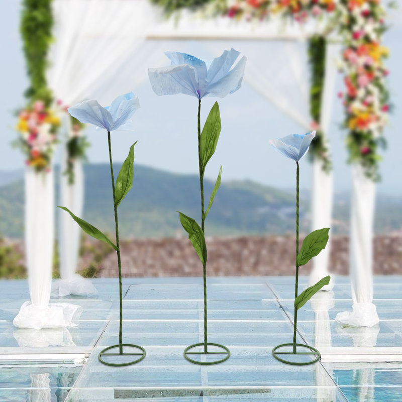 Grande fleur artificielle de 17,8 po pour la décoration de mariage, Bleu