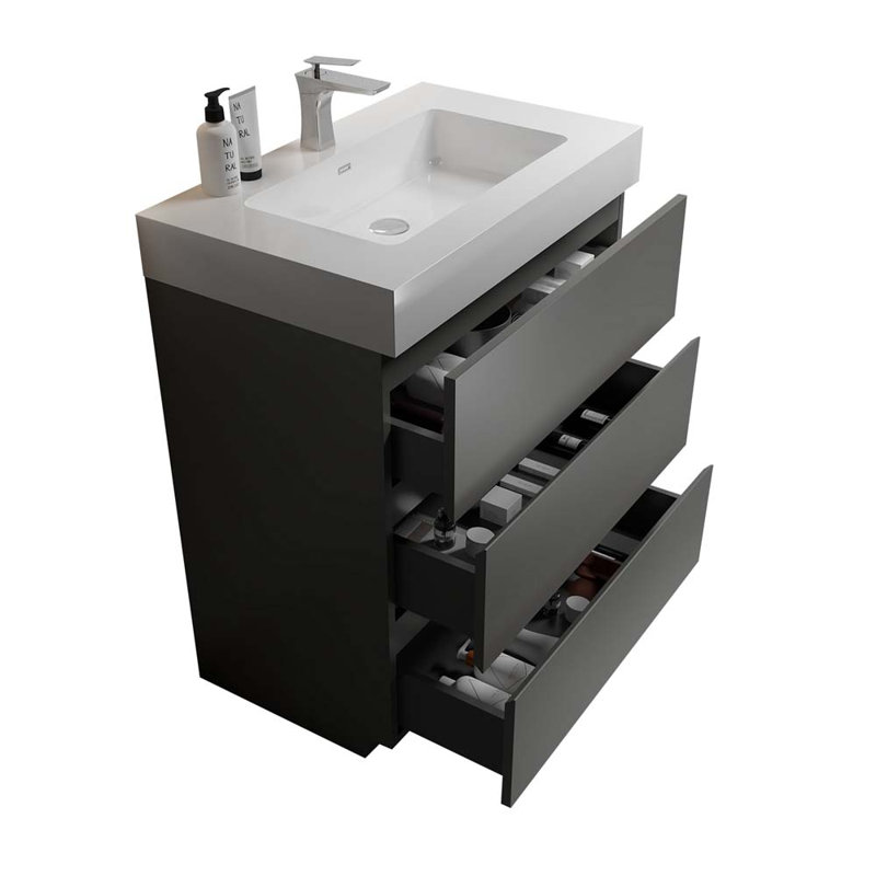 Ensemble de meuble-lavabo simple 30 po, Blanc / gris