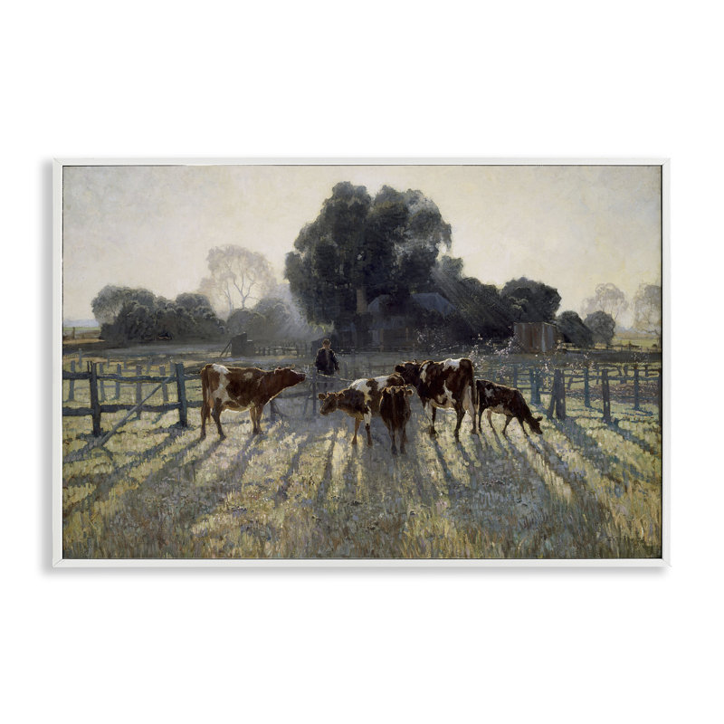 «Elioth Gruner Morning Cows», estampe numérique, conception par Arlington Prints, H 20 po x l 30 po
