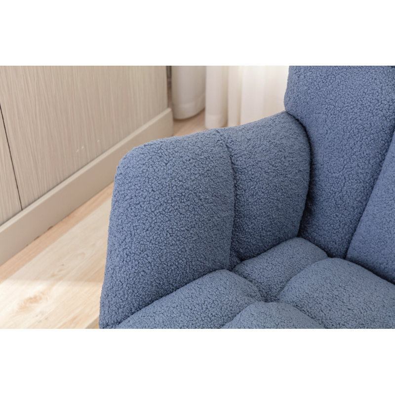 Chaise berçante moderne Marsa, Teddy bleu clair