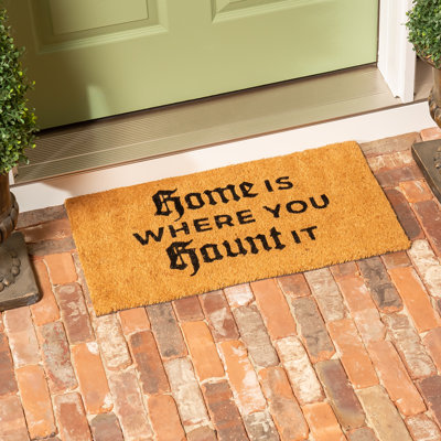 Tapis d'entrée antidérapant Greeting Home Is Where You Haunt Is 28 po x 16 po