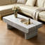 Table basse avec plateau en bois gris, table basse moderne Mid-Century avec tiroir cannelé, table basse de salon, bureau