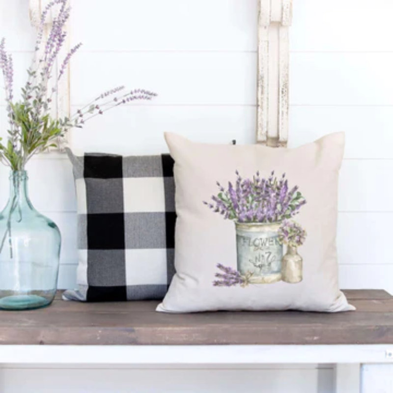  Spring Lavender Bucket Cotton Cotton Pillow Cover