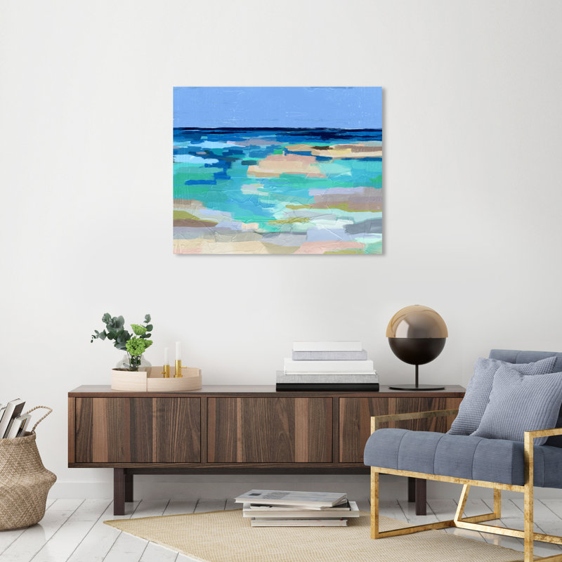 «Abstract Sea Beach Coastal Blue», cadre photo, Toile tendue, H 30 po x l 36 po x P 1,5 po