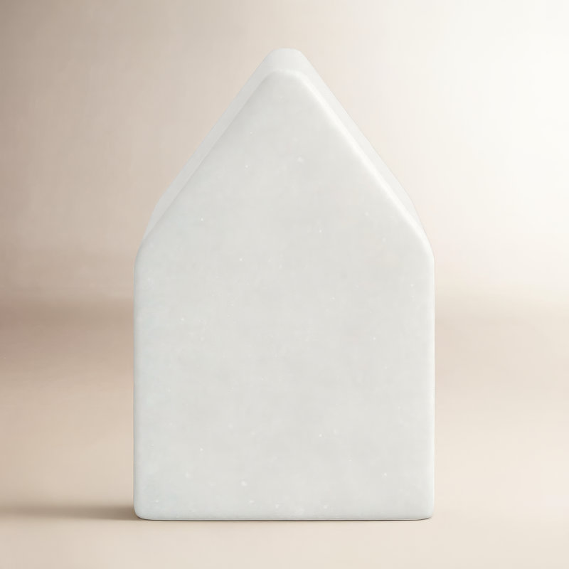 Adalynn Marble House Figurines & Sculptures, White, 2.25" H x 1.5" W x 1.5" D