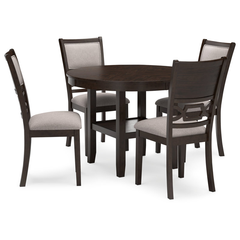 Ensemble de 5 tables de salle à manger Leangelo, Noir, Noir/gris, Noir