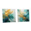 Or et sarcelle aurore harmonie - spirales abstraites acrylique ensemble d'art en verre de 2-946276078
