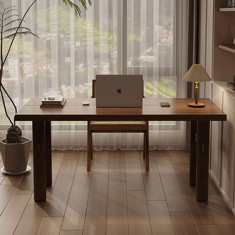 Bureau rectangulaire en bois massif noyer clair, H 29,53 po x l 86,61 po x P 35,43 po