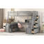 Lit mezzanine simple avec 7 tiroirs, 2 tablettes et bureau - Gris-1263902951