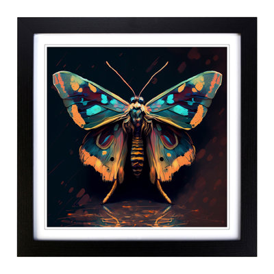 Moth Fauvism - Single Picture Frame Print on Wood