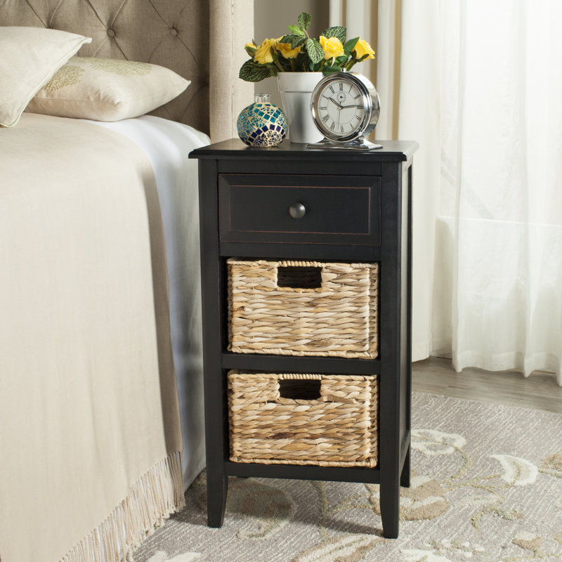 Gunnar Solid Wood 38 cm W Chest of Drawers, Distressed Black