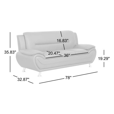 Mediha 78" Faux Leather Rolled Arm Sofa