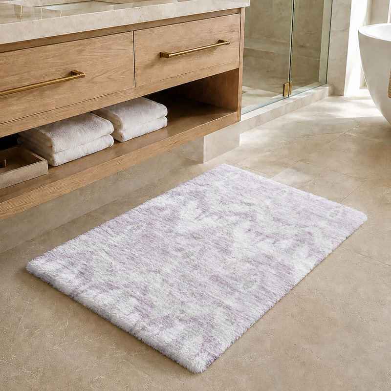 Tapis Dream Shag ADS743 Ikat lavable à la machine de qualité supérieure, Lavender, 1 pi 8 po x 2 pi 6 po