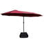 Parasol rectangulaire double 15X9pi avec base - rouge. Très grand abat-jour pour les espaces extérieurs. Auvent, fabrication en acier, système à manivelle facile, base rouge Wind Vent. Zone de cour, piscine. Weather-