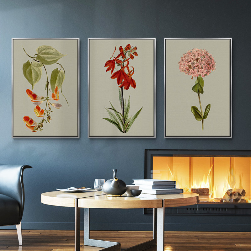 Botanical Array IV - 3 pièces d'une seule photo sur toile, Argent, H 27 po x l 54 po