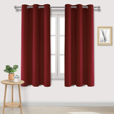 2 Thick Panels Room Darkening Blackout Curtains, Thermal Insulated Block Out Light Grommet Drapes