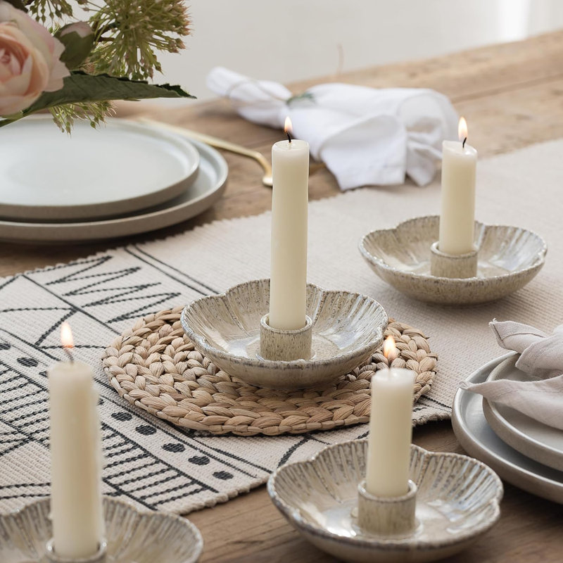 Camel Ceramic Candle Holder Flower-shaped Rustic Candlestick For Candles