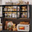 Garde-manger 70,9 po avec lumières DEL et station de charge, tablette à micro-ondes Satavia-537543755