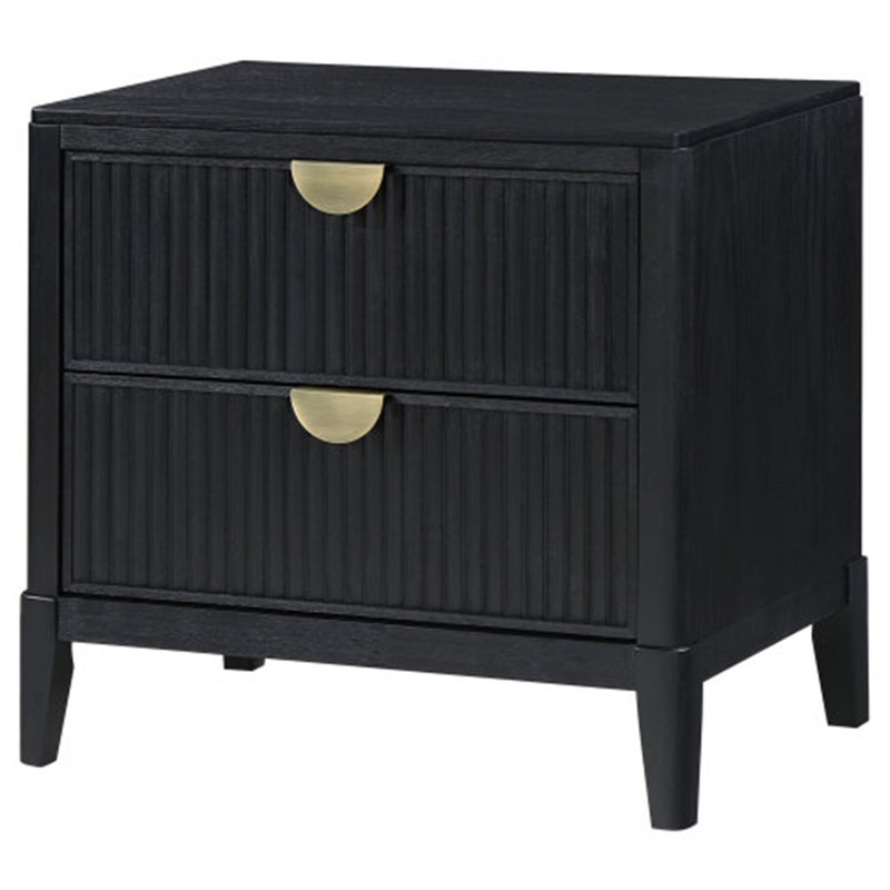 Mason Black Stylish 2-Drawer Nightstand