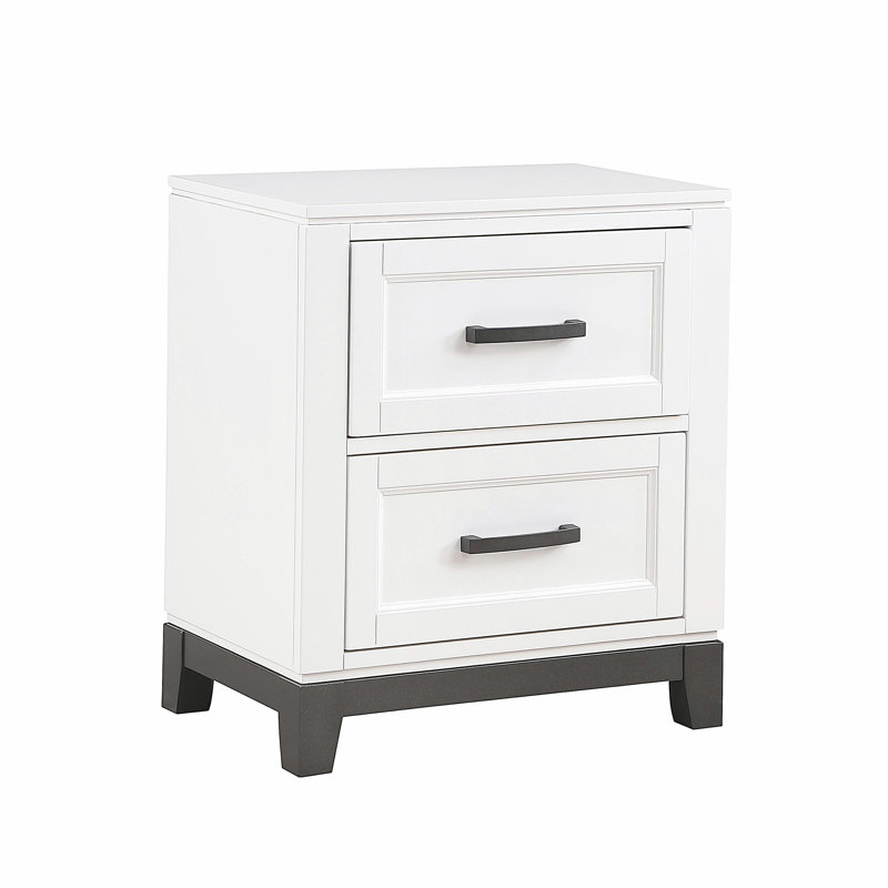 Table de chevet en bois à surface blanche avec 2 tiroirs de rangement 1 pièce