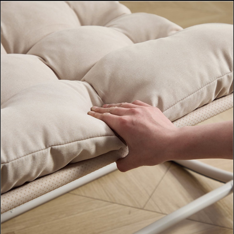 Chaise berçante d'extérieur, coussin confortable, avec coussin épais et doux, pour le salon, la chambre à coucher, la salle de lecture, structure beige avec coussin beige