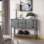 Console, buffet, bois de pin massif rétro 48 po avec 2 tiroirs, armoires et tablette inférieure, gris antique | Structure robuste | Assemblage facile-378509825