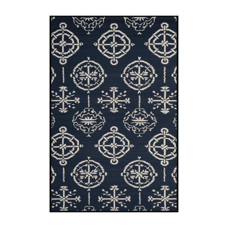  Tapis bleu marine et blanc lavable, Tapis de couloir 2 pi x 4 pi