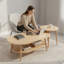 Ensemble de tables basses spacieuses et lisses avec des pieds en angle épaissis pour la sécurité et la stabilité, parfait pour les salons ou les chambres à coucher.-91860553