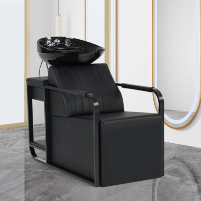 Fauteuil de shampooing à contre-lavage avec bol de lavage des cheveux en céramique pour salon