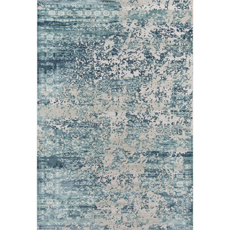 Tapis oriental bleu Pulver, Rectangle 1 pi 10 po x 2 pi 10 po