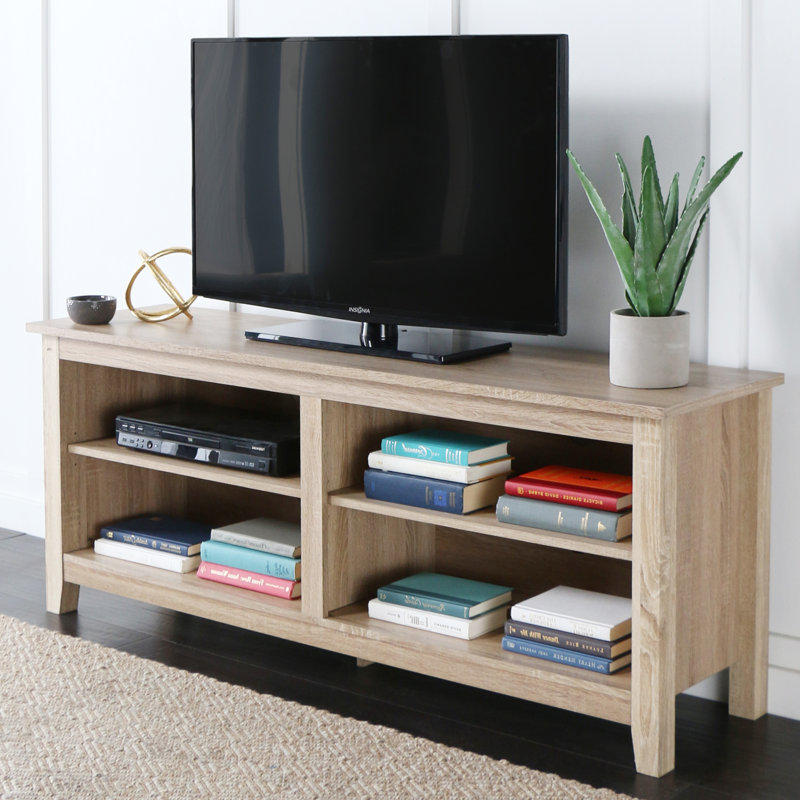 Sunbury Open Storage TV Stand, White Oak, 58"