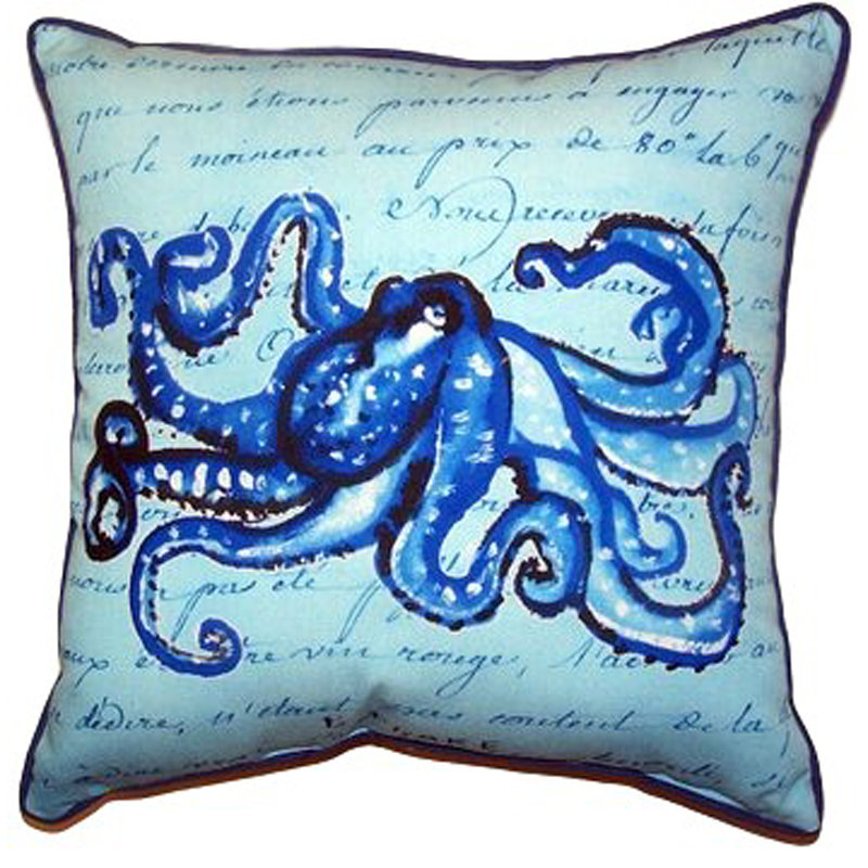 Script Octopus Outdoor Throw Pillow, Extra Large