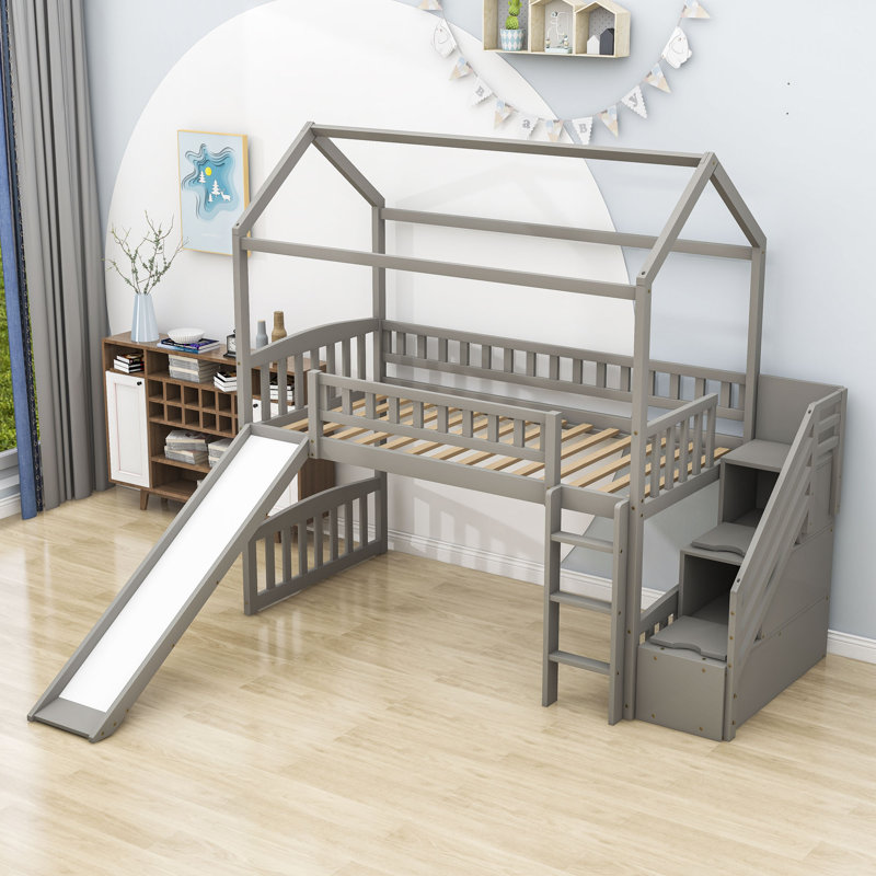 Oehler Kids Twin Loft Bed, Gray
