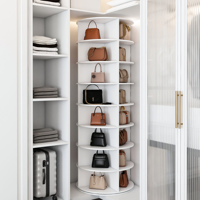 8 tour à chaussures pivotante, 360 °, blanc, espace pour et solution de rangement pour accessoires