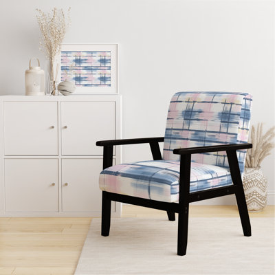 Chaise d'appoint moderne - fauteuil à carreaux rose clair Horizon