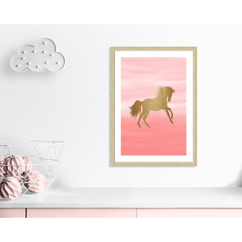 Art encadré ombré rose 1 ', H 34,5 po x l 24,5 po x P 0,6 po, Encadrement champagne