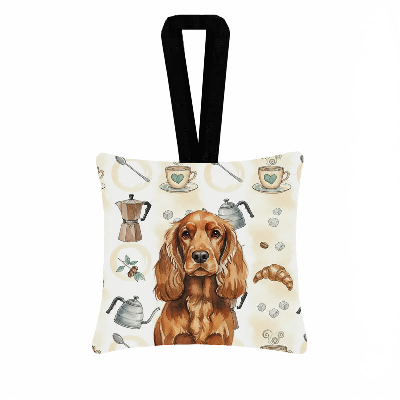 Ornement carré rouge en forme de barre de café anglaise Cocker Spaniel 3,5 x 3,5, English Cocker Spaniel Red