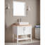 Meuble-lavabo 32 po avec lavabo, meuble-lavabo simple avec portes et tablette ouverte, petit meuble-lavabo en bois massif avec lavabo, blanc + naturel