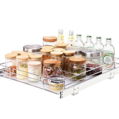 Tiroirs d'armoire coulissants, rangement coulissant pour garde-manger, l 14 po x P 21 po x H 2,5 po, propreté du plateau détachable, tablettes en acier antirouille, organisateur de rangement de l 17 po x P 22 po, installation silencieuse,