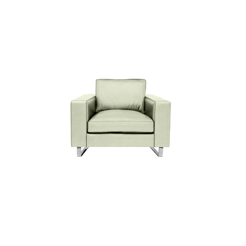 Soho Leather Armchair, White (Dreamer), Stainless Steel