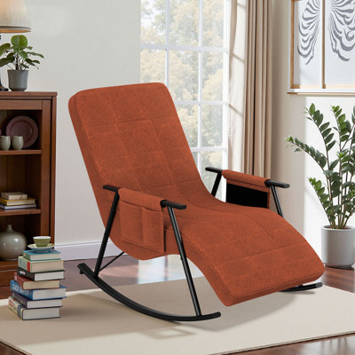 Nursery Rocking Chair With Foot Rest, Teddy Upholstered Glider Rocker, Accent Chair With High Backrest, Armchair Side Chair For Living Room Bedroom Of by George Oliver