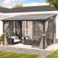 Pergolas murales avec rideaux et filet Lean-To-122684184