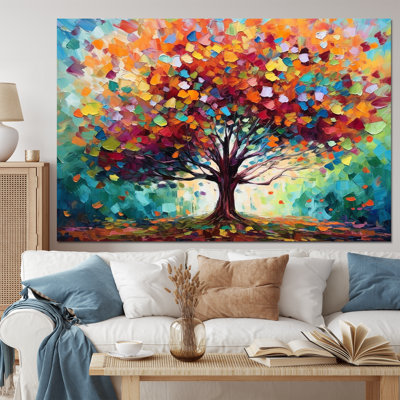 Coral Oak Tree At The Farm I - Landscape Trees Canvas Wall Art