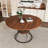 Extendable Round Dining Table with Metal Base and Storage Shelf